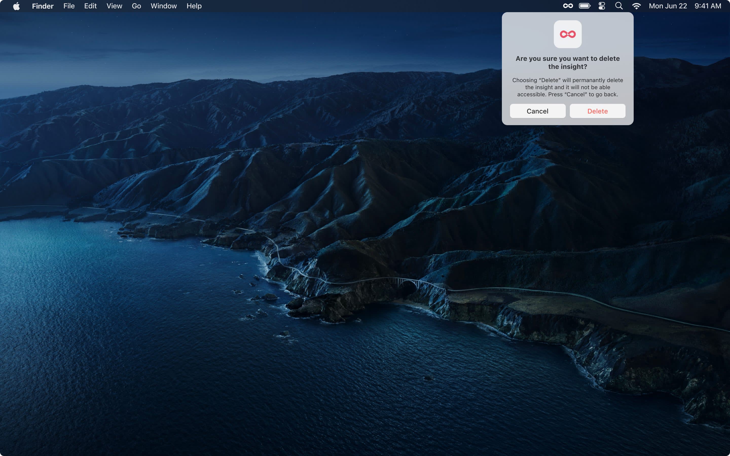 Confirmation dialog before deleting a captured insight